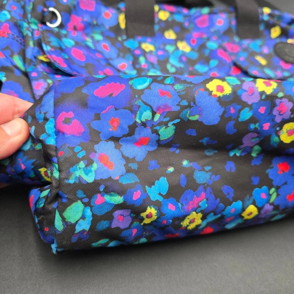 Kipling Floral Print Laptop Messenger Bag Multicolored Nylon Crossbody Travel